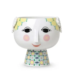 BJØRN WIINBLAD Bjørn Wiinblad Eva Potteskjuler På Fot 15,5cm Hvit m/Dekorasjon