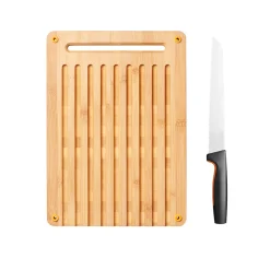 FISKARS Functional Form Skjærebrett Bambus med Brødkniv