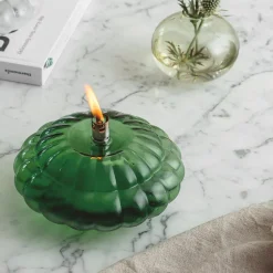 HADELAND GLASSVERK Aurora Oljelampe Optikk Grønn