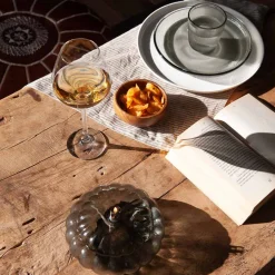 HADELAND GLASSVERK Aurora Oljelampe Optikk Røkgrå