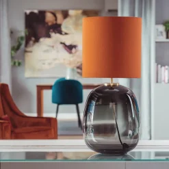 HADELAND GLASSVERK Austra Bordlampe Røkgrå