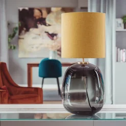 HADELAND GLASSVERK Austra Bordlampe Røkgrå