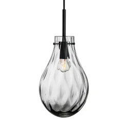 HADELAND GLASSVERK Dråpe Dobbeltoptikk Pendellampe Lys Røkgrå