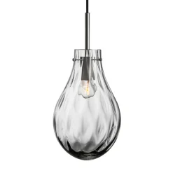 HADELAND GLASSVERK Dråpe Dobbeltoptikk Pendellampe Lys Røkgrå