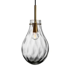 HADELAND GLASSVERK Dråpe Dobbeltoptikk Pendellampe Lys Røkgrå