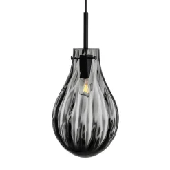 HADELAND GLASSVERK Dråpe Pendellampe Dobbeltoptikk Røkgrå