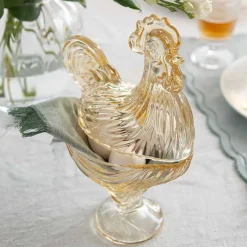 HADELAND GLASSVERK Glasshane m/Lokk Gul 28cm