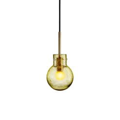 HADELAND GLASSVERK Krystallkule Taklampe Soda Oliven