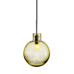 HADELAND GLASSVERK Krystallkule Taklampe Soda Oliven