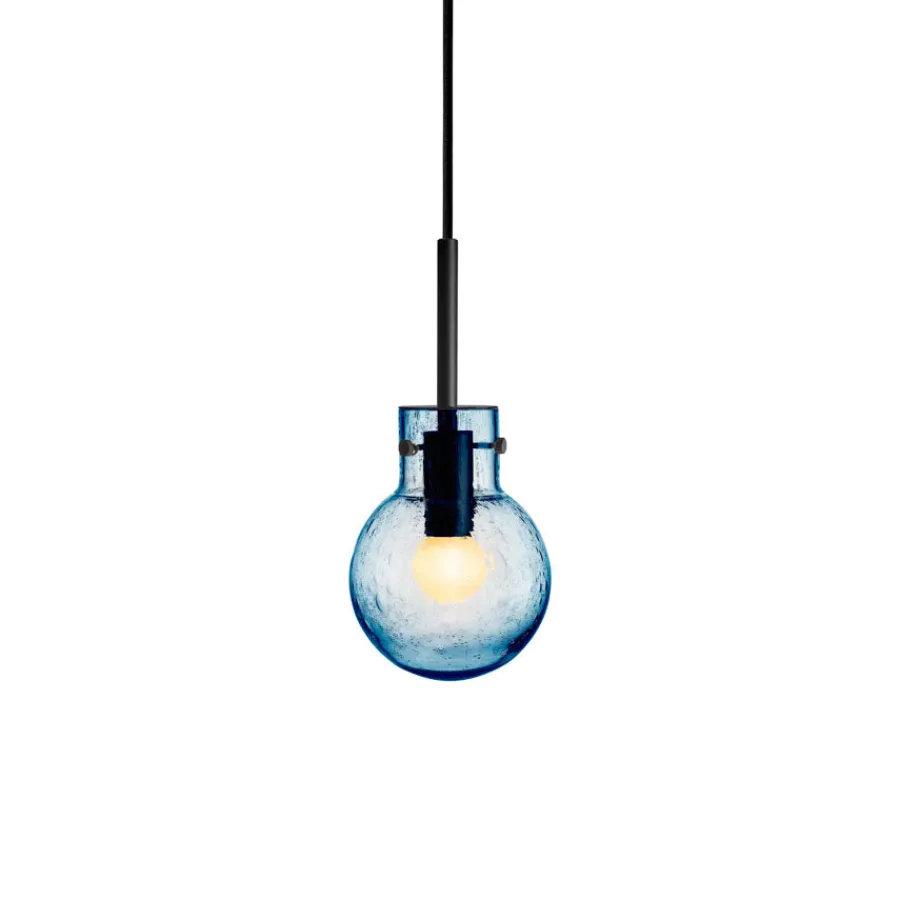 HADELAND GLASSVERK Krystallkule Taklampe Soda Stålblå