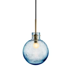 HADELAND GLASSVERK Krystallkule Taklampe Soda Stålblå