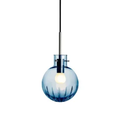 HADELAND GLASSVERK Krystallkule Taklampe Stor Stjerne Stålblå