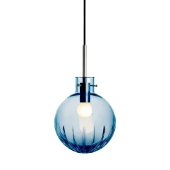 HADELAND GLASSVERK Krystallkule Taklampe Stor Stjerne Stålblå