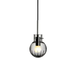 HADELAND GLASSVERK Krystallkule Taklampe Stor Stjerne Røkgrå