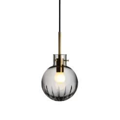 HADELAND GLASSVERK Krystallkule Taklampe Stor Stjerne Røkgrå