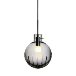 HADELAND GLASSVERK Krystallkule Taklampe Stor Stjerne Røkgrå