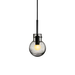 HADELAND GLASSVERK Krystallkule Taklampe Soda Røkgrå