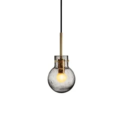 HADELAND GLASSVERK Krystallkule Taklampe Soda Røkgrå