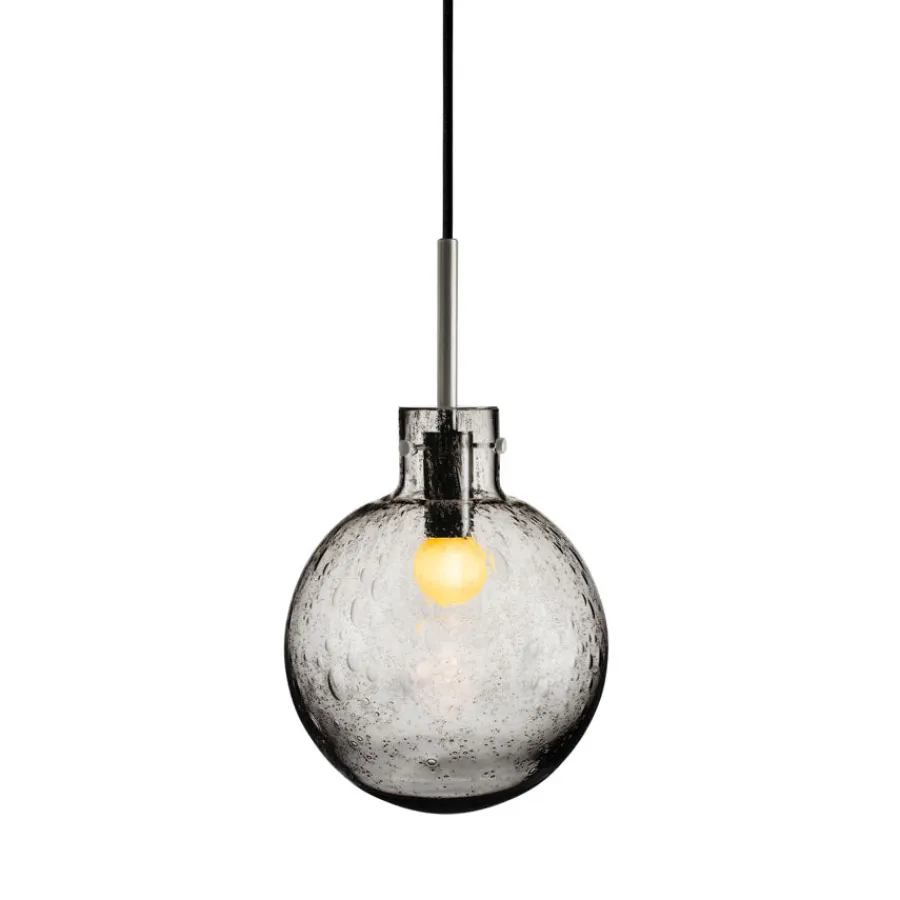 HADELAND GLASSVERK Krystallkule Taklampe Soda Røkgrå