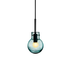 HADELAND GLASSVERK Krystallkule Taklampe Soda Blågrønn