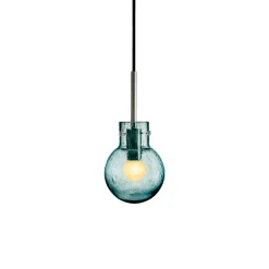 HADELAND GLASSVERK Krystallkule Taklampe Soda Blågrønn