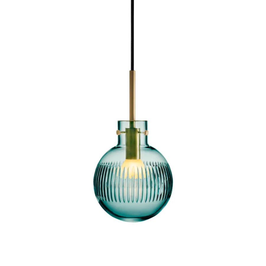 HADELAND GLASSVERK Krystallkule Taklampe Skjær Blågrønn