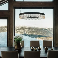 HADELAND GLASSVERK Krystallkongle Rund Taklampe 44 Kongler 80 cm