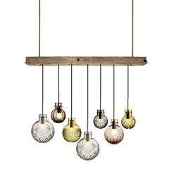 HADELAND GLASSVERK Rav Taklampe Krystallkuler 7stk m/Trebaldakin