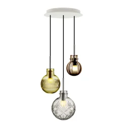 HADELAND GLASSVERK Rav Taklampe Krystallkule 3 stk