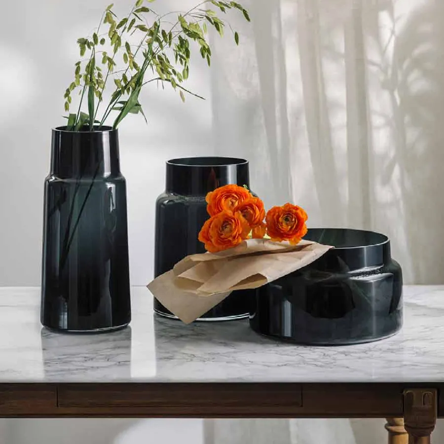 HADELAND GLASSVERK Tindre Vase Røkgrå 38,7cm