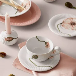 KÄHLER DESIGN Kähler Hammershøi Poppy Lysestake 7,5cm Hvit m/Dekor