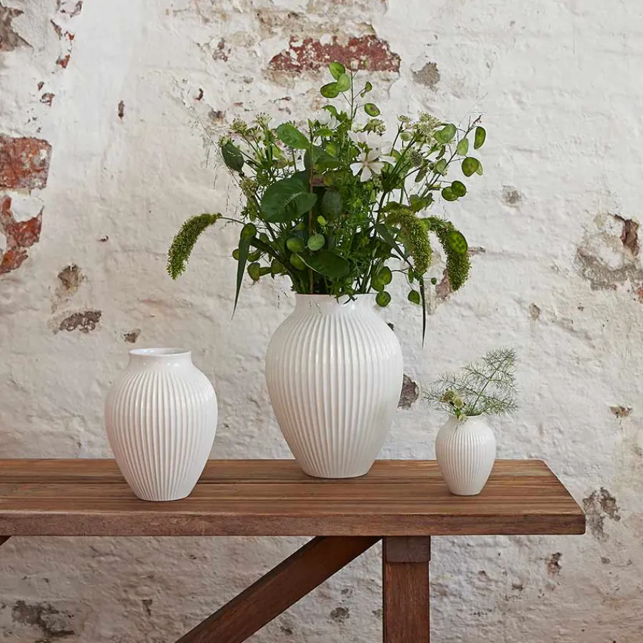 KNABSTRUP KERAMIK Vase 12,5cm Riflet Hvit