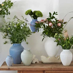KNABSTRUP KERAMIK Knabstrup Vase 27cm Riflet Hvit