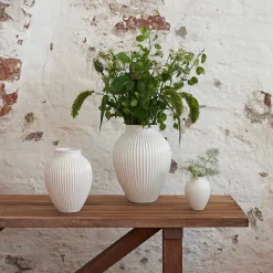KNABSTRUP KERAMIK Knabstrup Vase 27cm Riflet Hvit