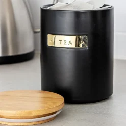 Lifetime Brands Europe ltd Masterclass Oppbevaringsboks Te 1L Sort med Bambus Lokk