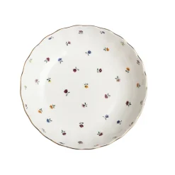 NOVA Lilly Dyp Tallerken m/Blomster og Gullkant 20cm Hvit