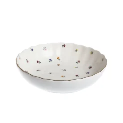 NOVA Lilly Dyp Tallerken m/Blomster og Gullkant 20cm Hvit