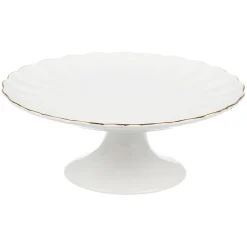 NOVA Lilly Kakefat På Stett 28cm Hvit m/Gullkant