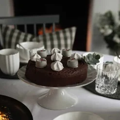 NOVA Lilly Kakefat På Stett 28cm Hvit m/Gullkant