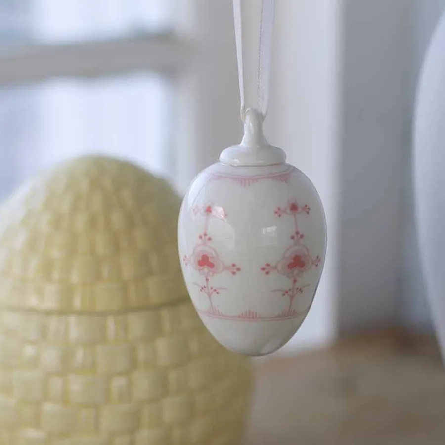 PORSGRUNDS PORSELÆNSFABRIK Porselenegg Stråmønster 4,5cm Rosa