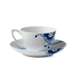 ROYAL COPENHAGEN Blå Mega Riflet Tekopp 28cl m/Skål