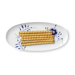 ROYAL COPENHAGEN Blå Mega Riflet Ovalt Serveringsfat 37 cm