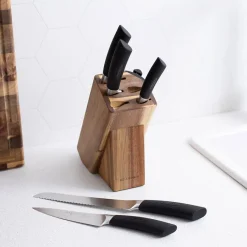 SCANPAN Sax Knivblokk Med Knivsliper & Knivsett 5 Deler