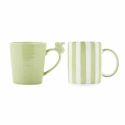PORSGRUNDS PORSELÆNSFABRIK Stripekopp Harekopp Grønn 2pk