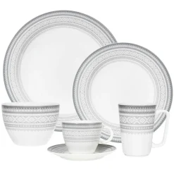 PORSGRUNDS PORSELÆNSFABRIK TALLERKEN FLAT 22 CM GRÅ - 4PK