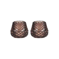 CHRISTIANIA 1739 Telysholder Furu Glass 6,5cm Brun 2pk